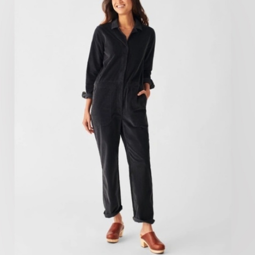 Faherty Stretch Corduroy Utility Jumpsuit In Washed Black-NWT - Picture 8 of 8